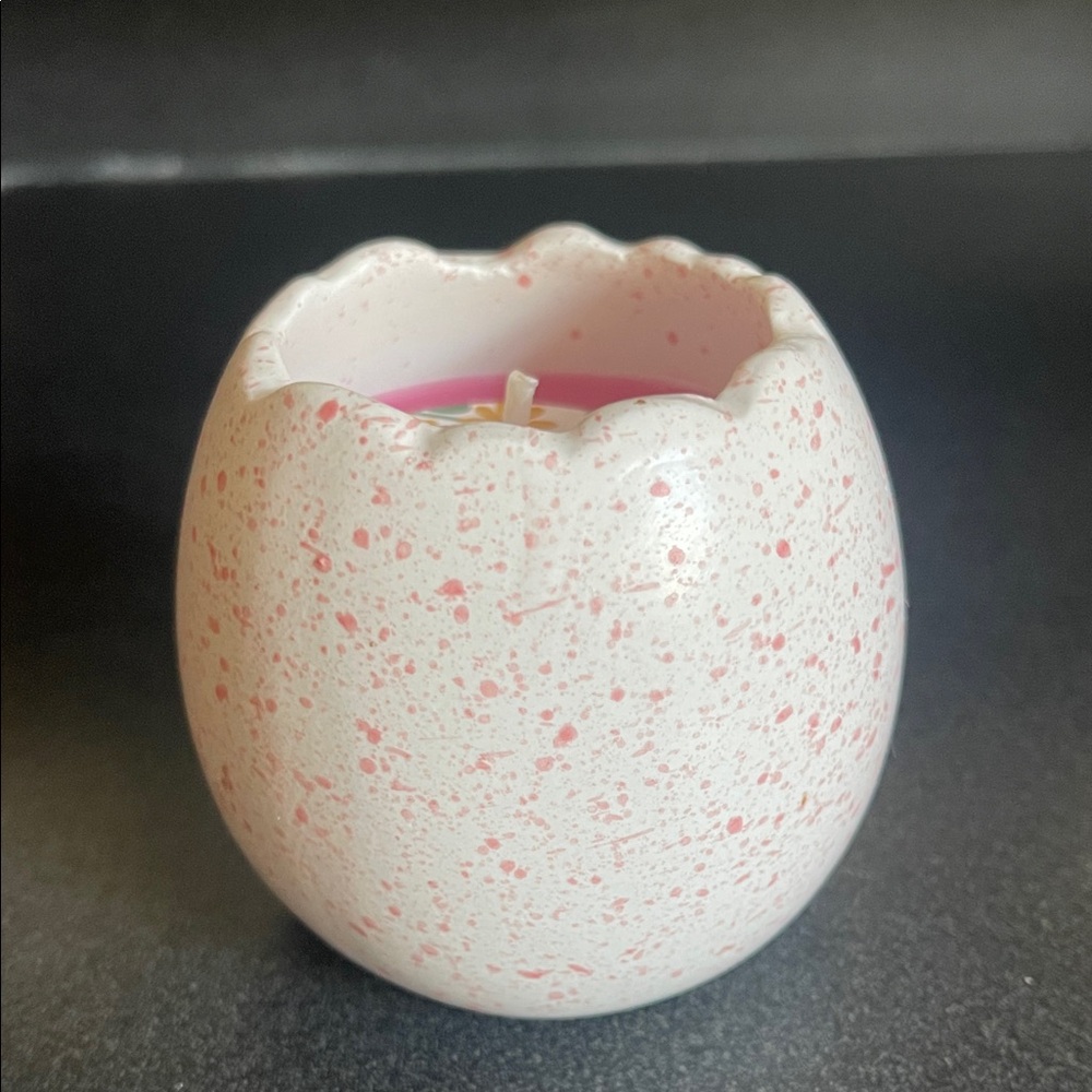 Easter Chic Speckled Pink and White Candle Holder. Hibiscus Rosewater scent. New